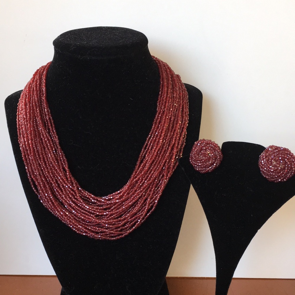 Vintage beaded necklace & earrings